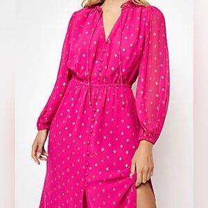River Island Fuchsia Long Sleeve Dress